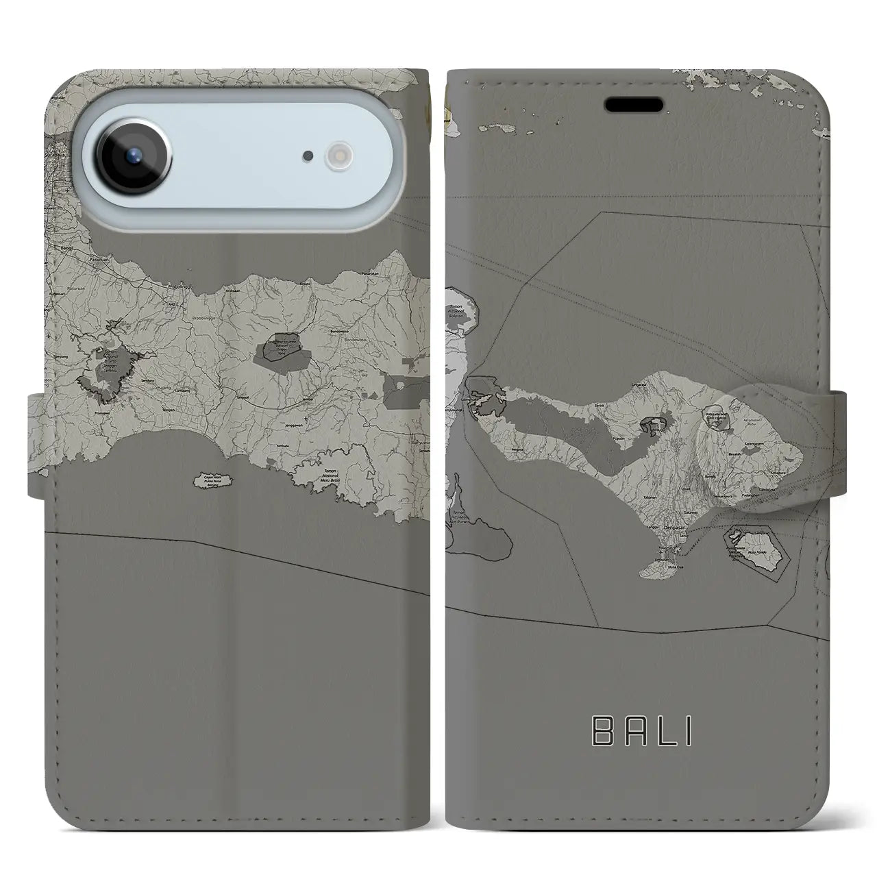 【バリ(インドネシア)】地図柄iPhoneケース(手帳タイプ)