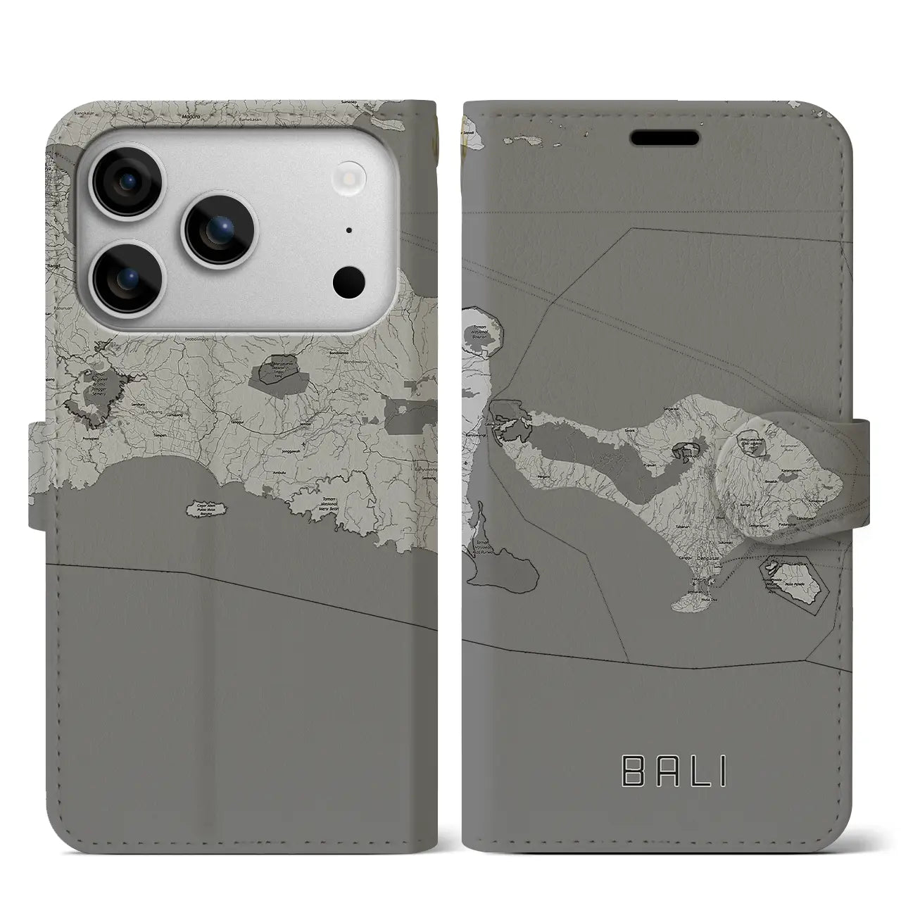 【バリ(インドネシア)】地図柄iPhoneケース(手帳タイプ)