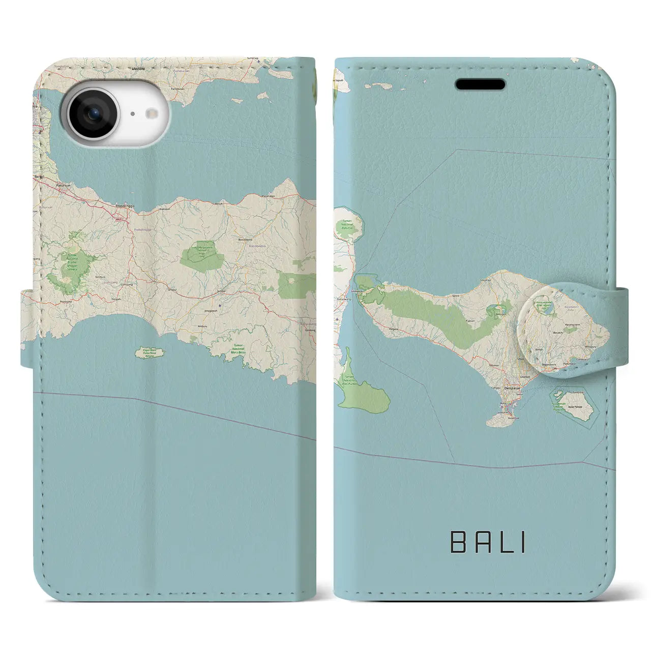 【バリ(インドネシア)】地図柄iPhoneケース(手帳タイプ)