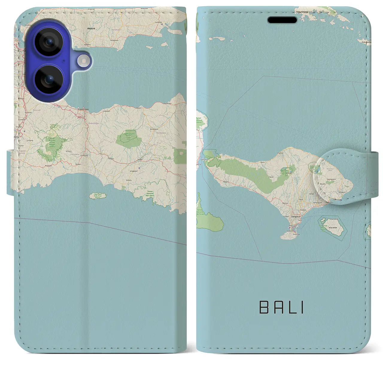 【バリ(インドネシア)】地図柄iPhoneケース(手帳タイプ)ナチュラル・iPhone 16 Pro Max 用