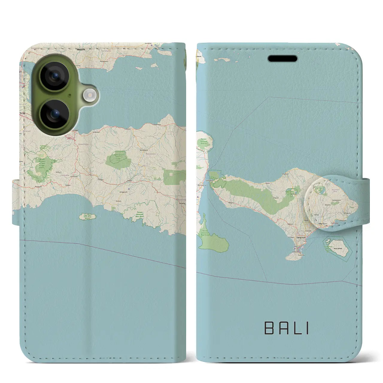 【バリ(インドネシア)】地図柄iPhoneケース(手帳タイプ)