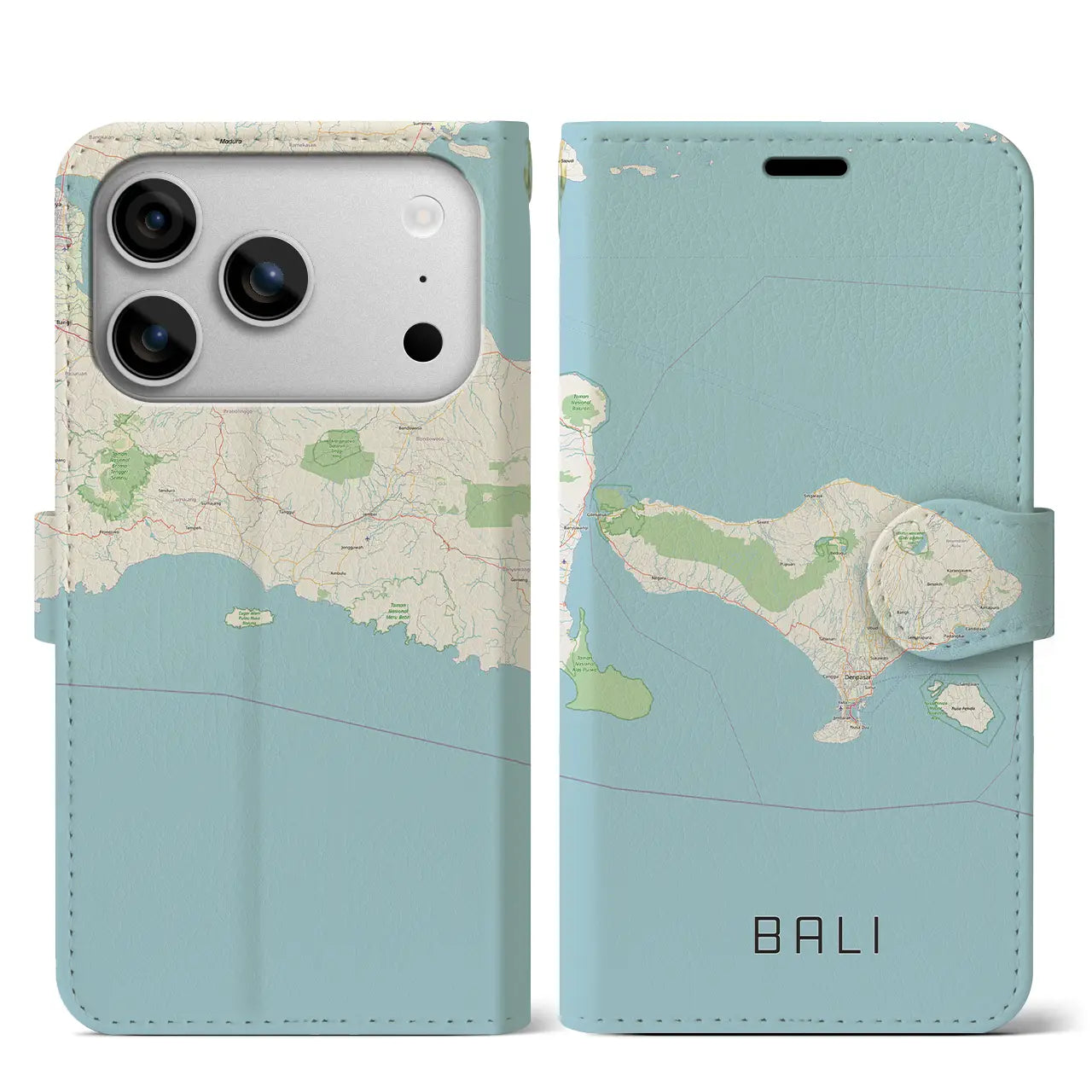 【バリ(インドネシア)】地図柄iPhoneケース(手帳タイプ)