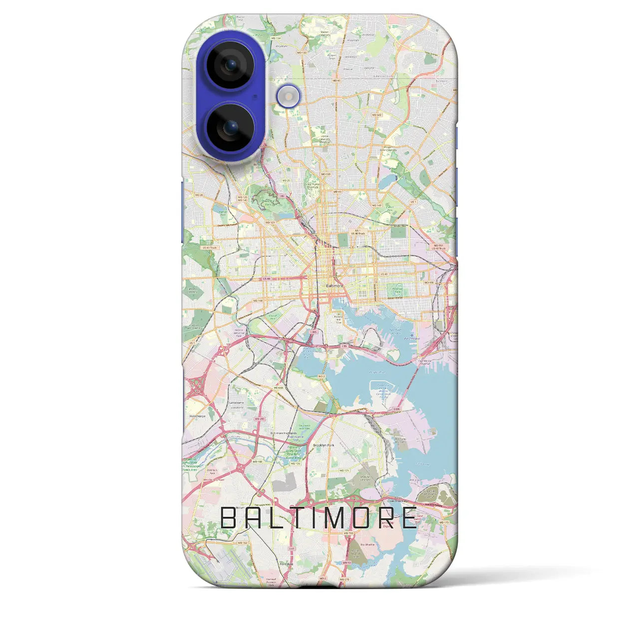 【ボルチモア(アメリカ)】地図柄iPhoneケース(バックカバータイプ)ブラック・iPhone 16 Pro Max 用