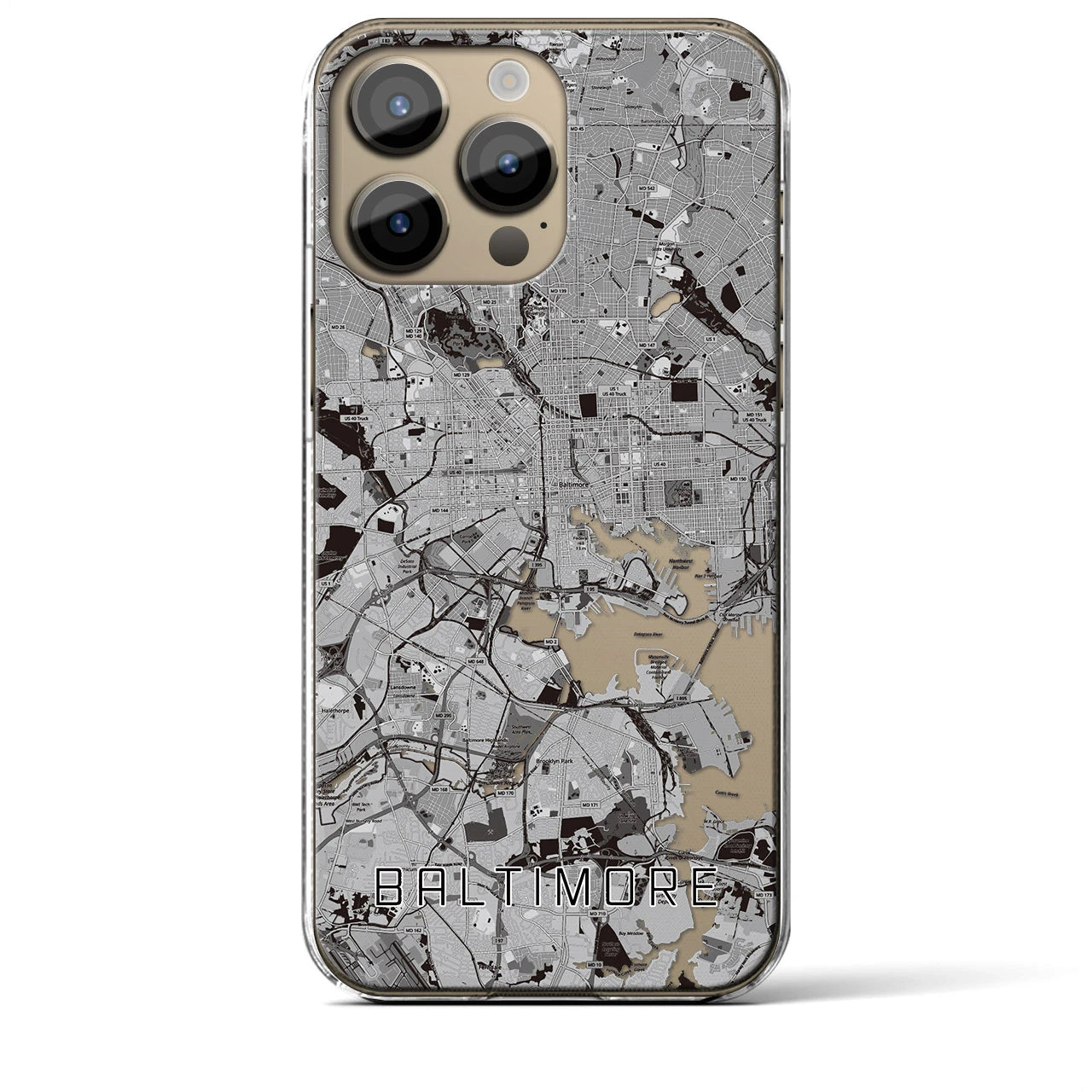 【ボルチモア(アメリカ)】地図柄iPhoneケース(クリアタイプ)