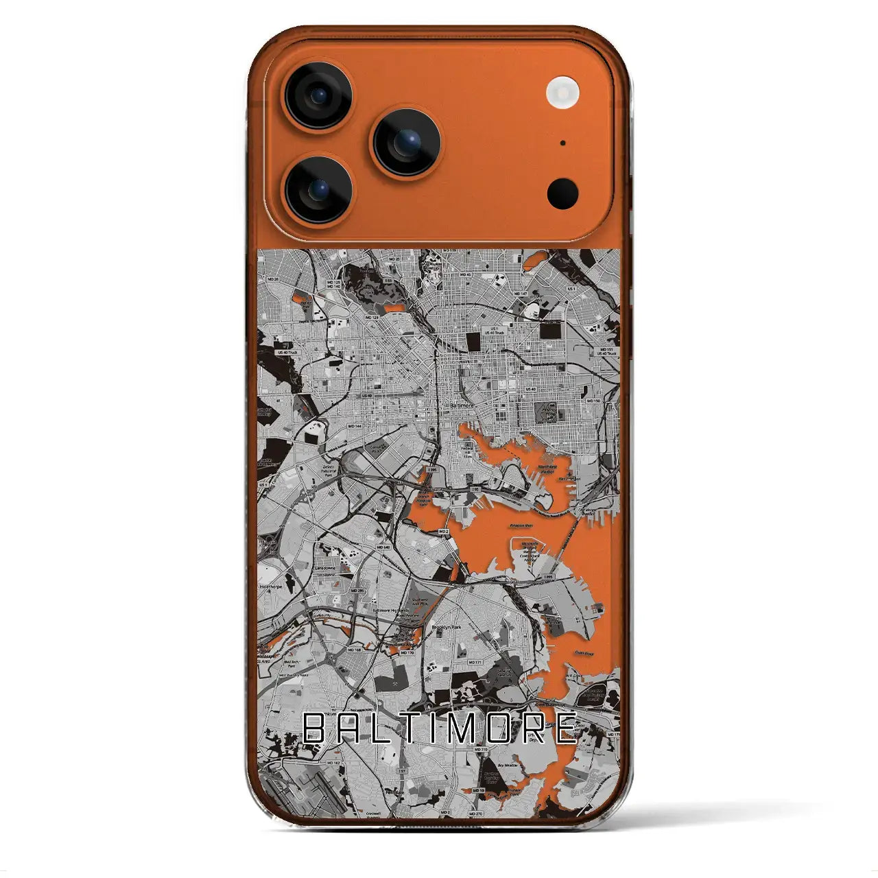 【ボルチモア(アメリカ)】地図柄iPhoneケース(クリアタイプ)モノトーン・iPhone 17 Pro Max 用