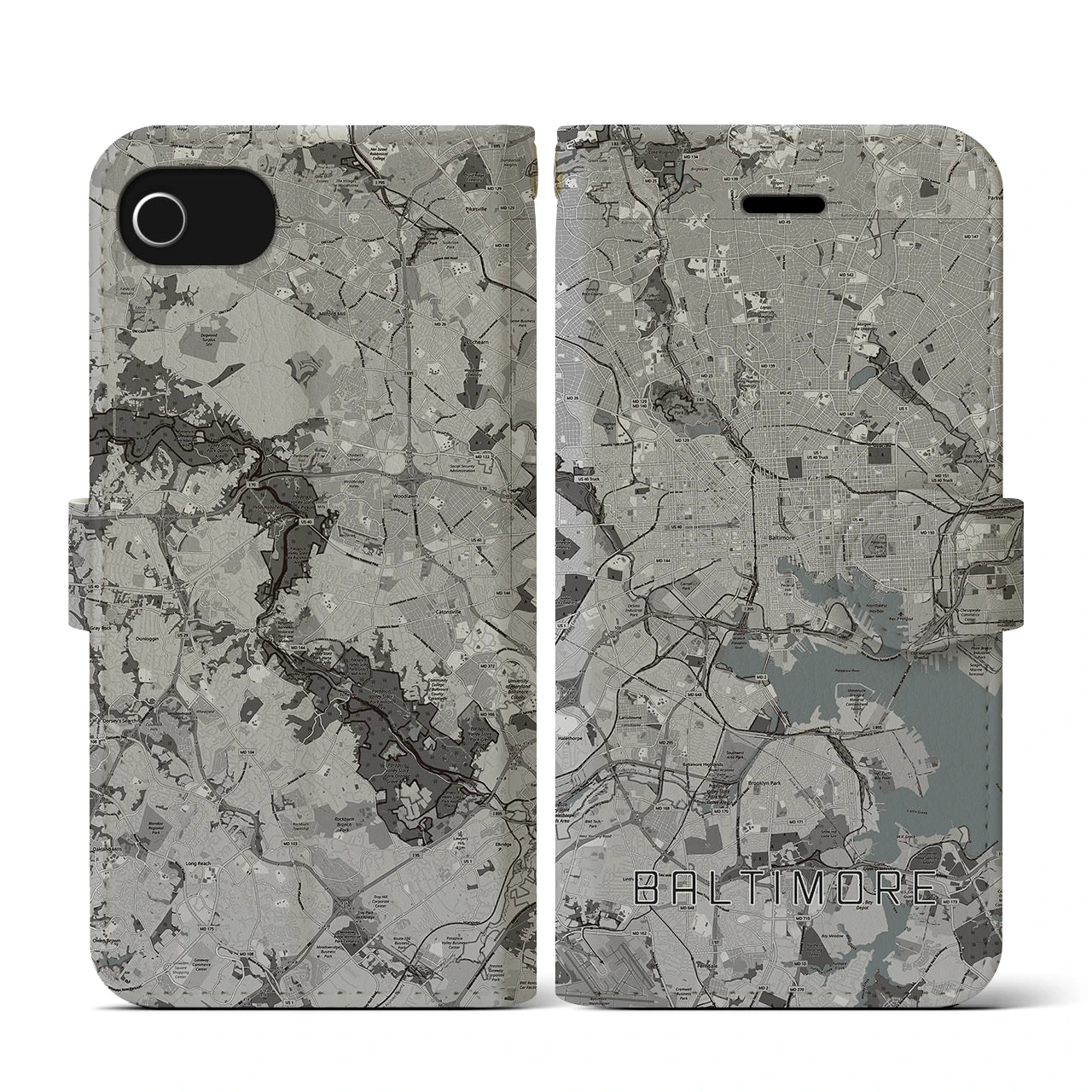 【ボルチモア(アメリカ)】地図柄iPhoneケース(手帳タイプ)