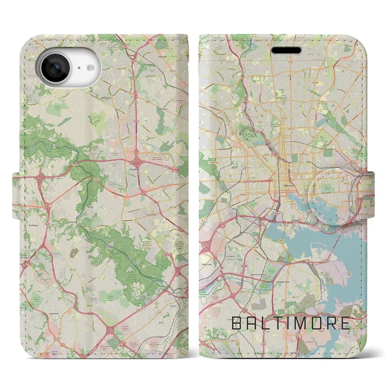 【ボルチモア(アメリカ)】地図柄iPhoneケース(手帳タイプ)