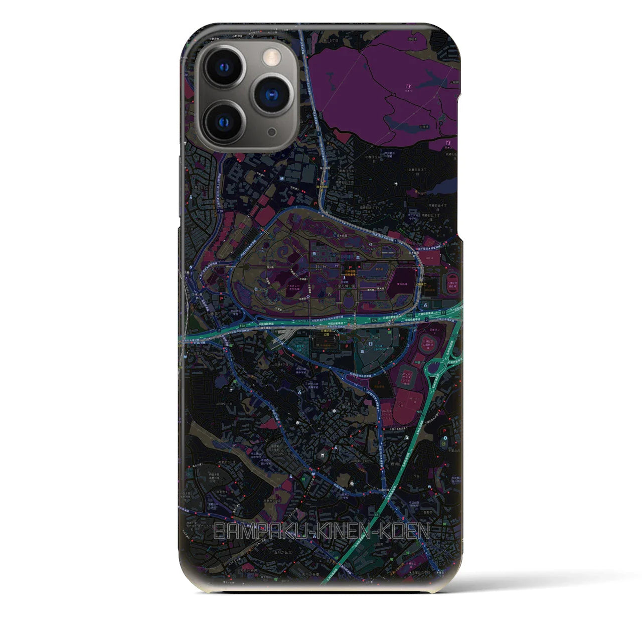 【万博記念公園(大阪府)】地図柄iPhoneケース(バックカバータイプ)