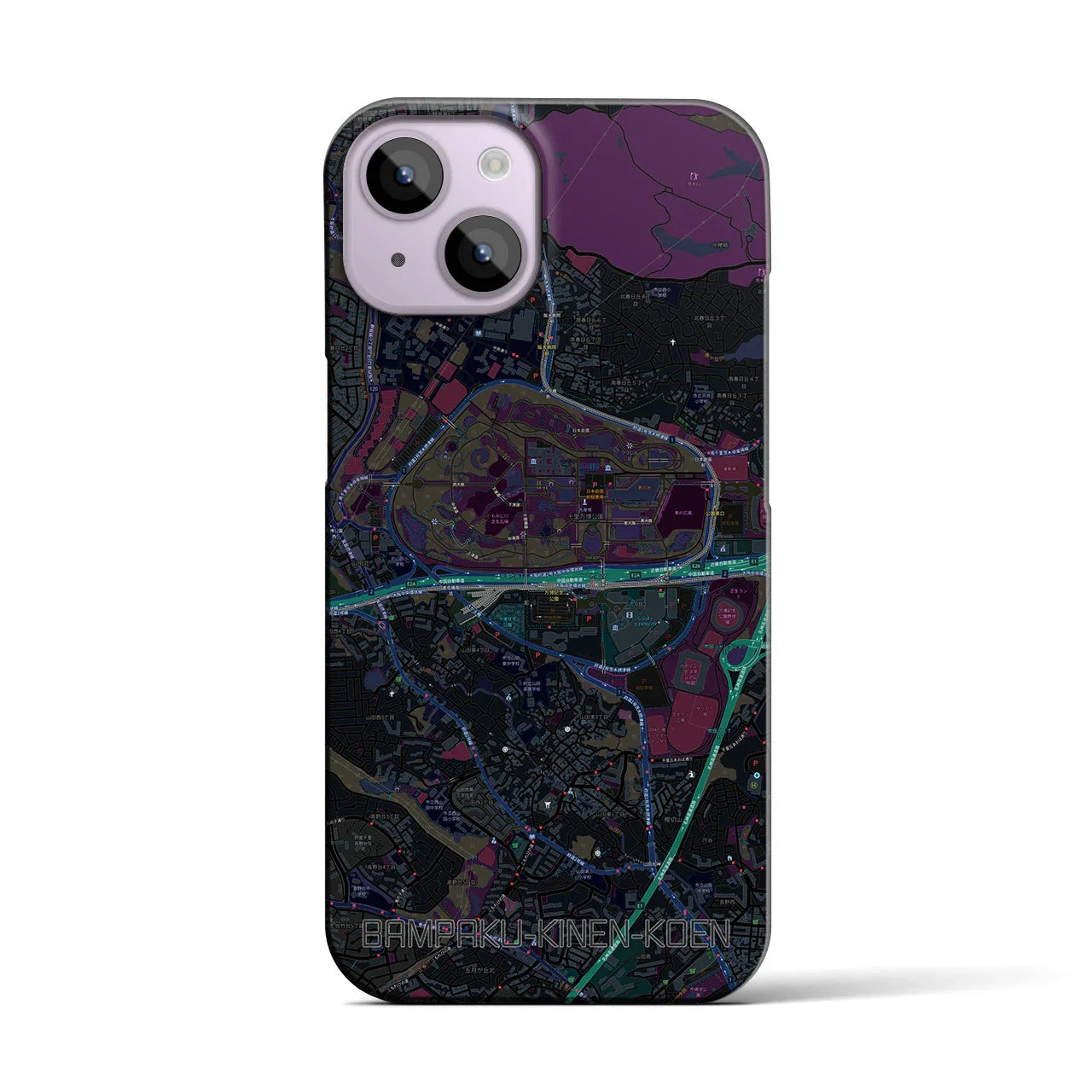 【万博記念公園(大阪府)】地図柄iPhoneケース(バックカバータイプ)