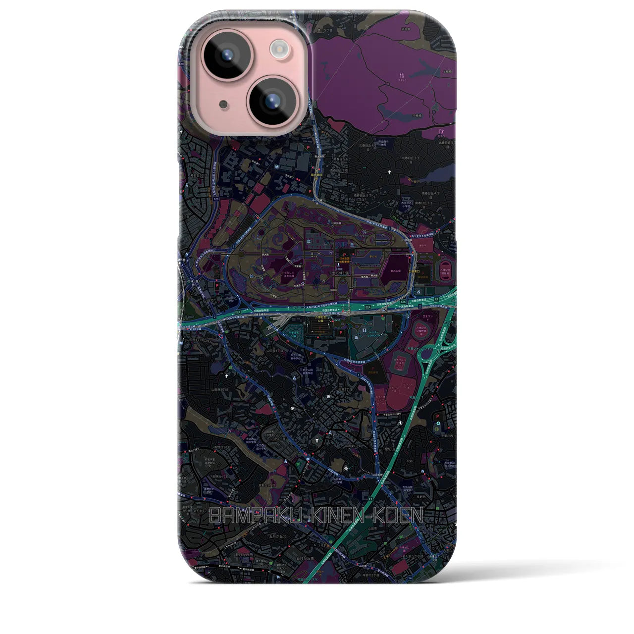 【万博記念公園(大阪府)】地図柄iPhoneケース(バックカバータイプ)