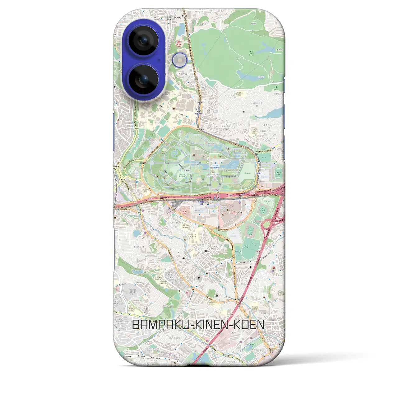 【万博記念公園(大阪府)】地図柄iPhoneケース(バックカバータイプ)ブラック・iPhone 16 Pro Max 用