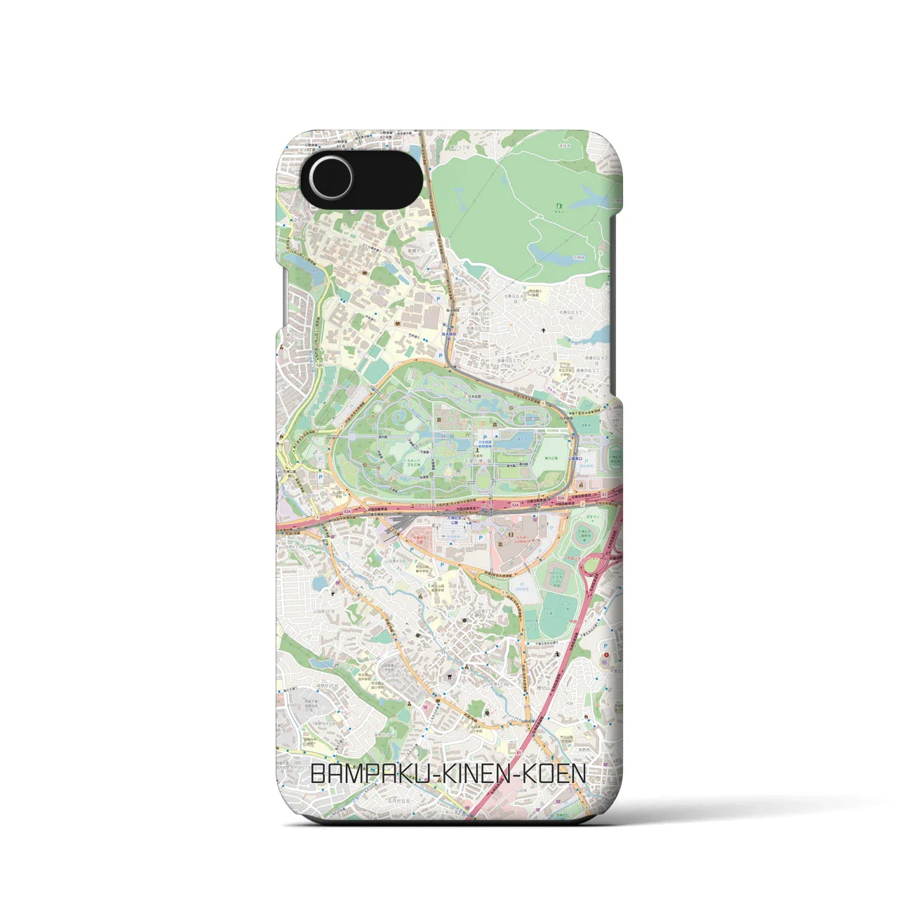【万博記念公園(大阪府)】地図柄iPhoneケース(バックカバータイプ)