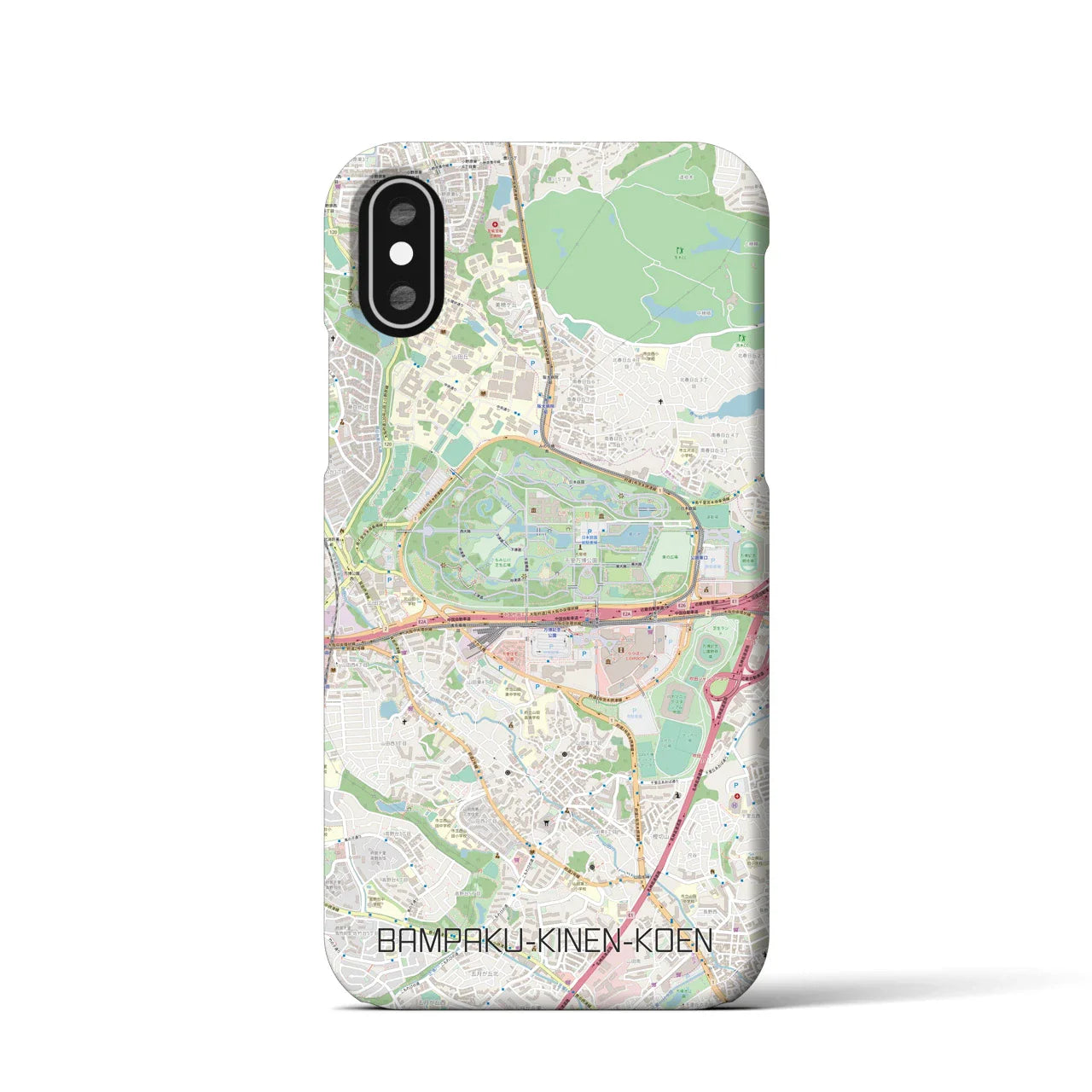 【万博記念公園(大阪府)】地図柄iPhoneケース(バックカバータイプ)