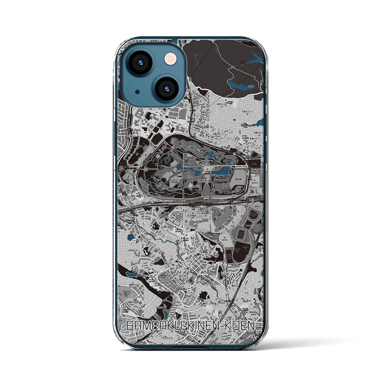 【万博記念公園(大阪府)】地図柄iPhoneケース(クリアタイプ)