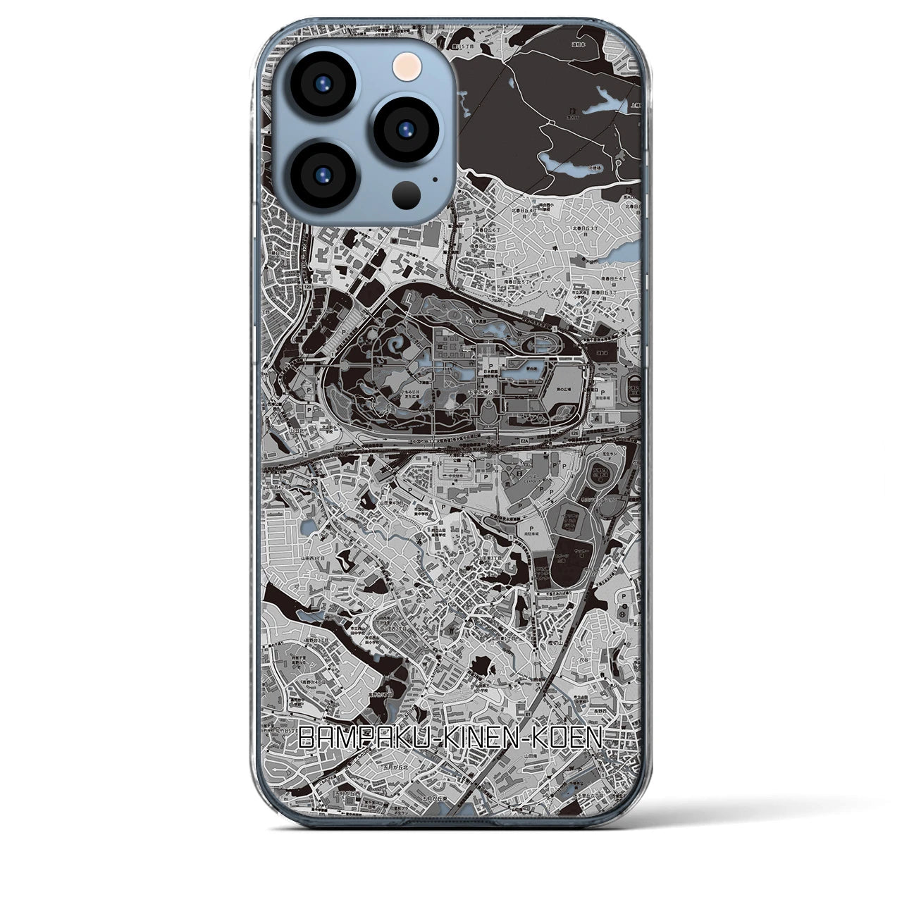 【万博記念公園(大阪府)】地図柄iPhoneケース(クリアタイプ)