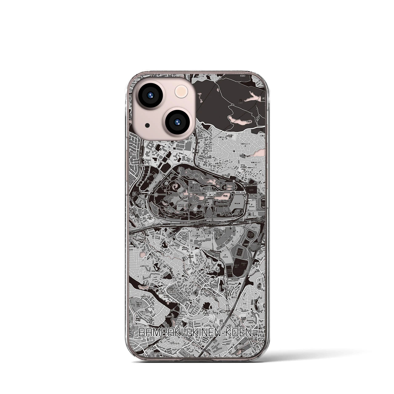 【万博記念公園(大阪府)】地図柄iPhoneケース(クリアタイプ)