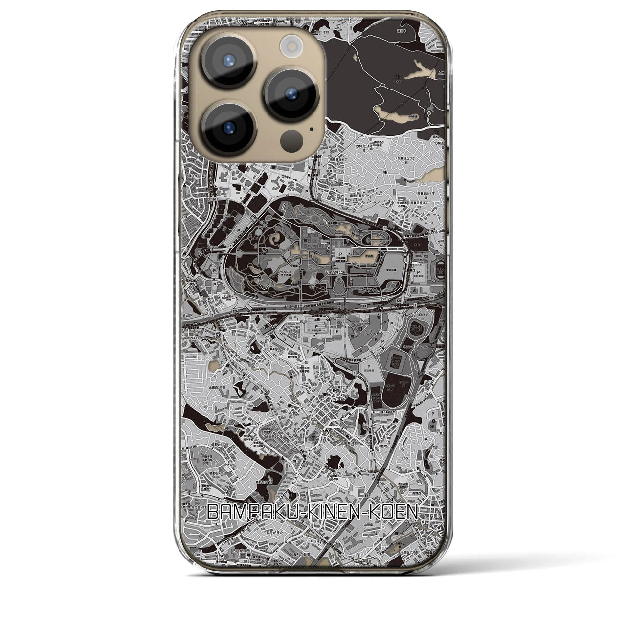 【万博記念公園(大阪府)】地図柄iPhoneケース(クリアタイプ)