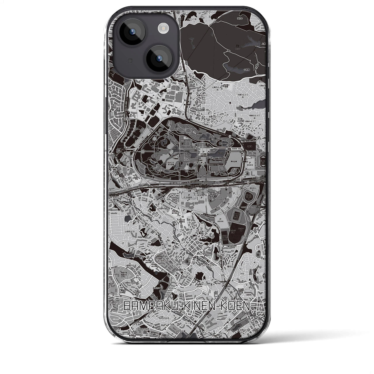 【万博記念公園(大阪府)】地図柄iPhoneケース(クリアタイプ)