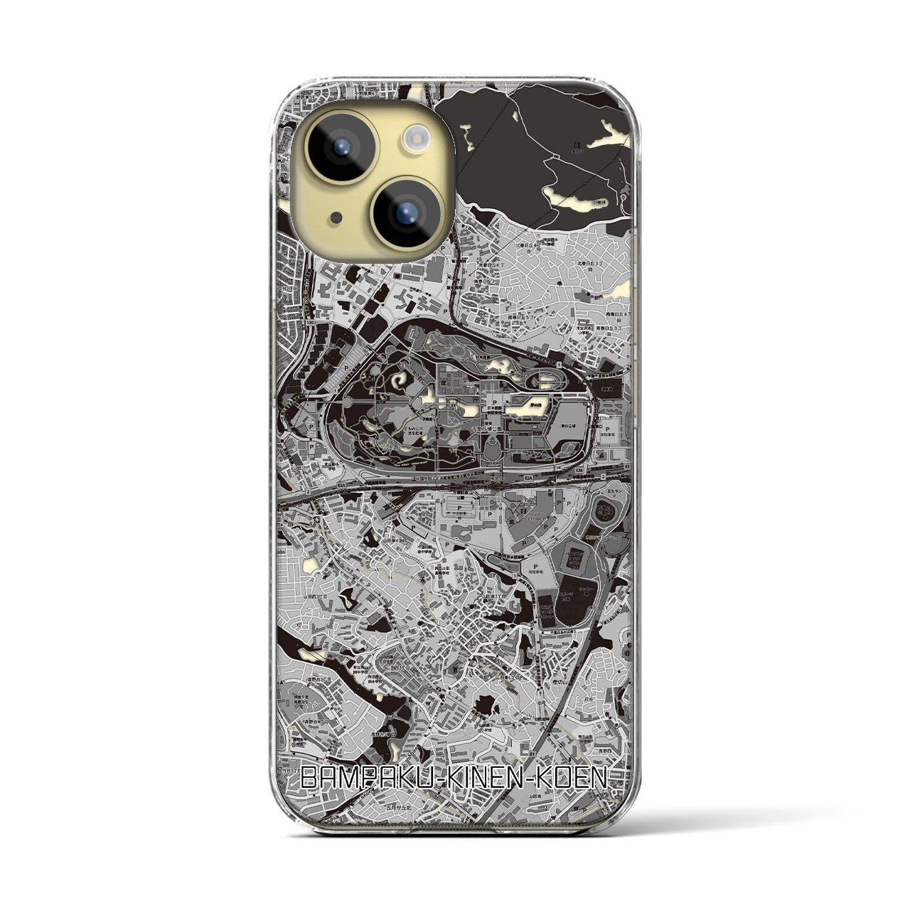 【万博記念公園(大阪府)】地図柄iPhoneケース(クリアタイプ)