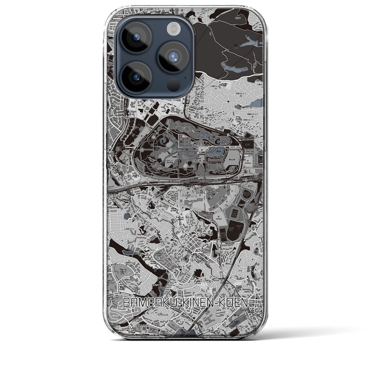 【万博記念公園(大阪府)】地図柄iPhoneケース(クリアタイプ)