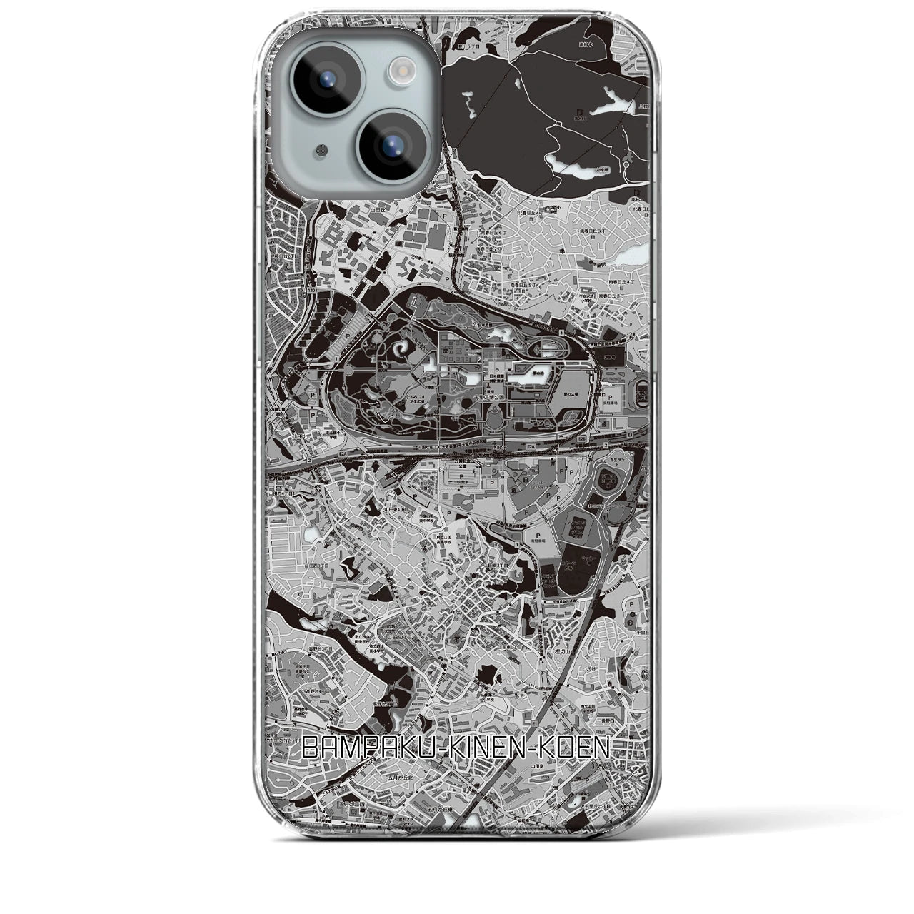 【万博記念公園(大阪府)】地図柄iPhoneケース(クリアタイプ)