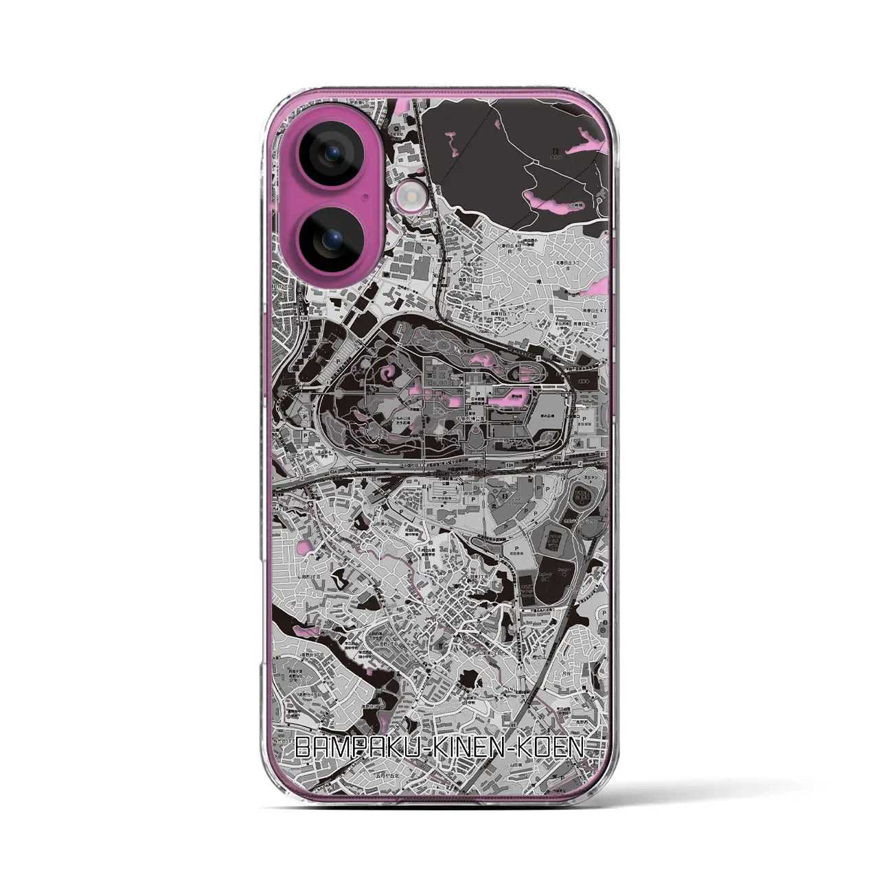 【万博記念公園(大阪府)】地図柄iPhoneケース(クリアタイプ)