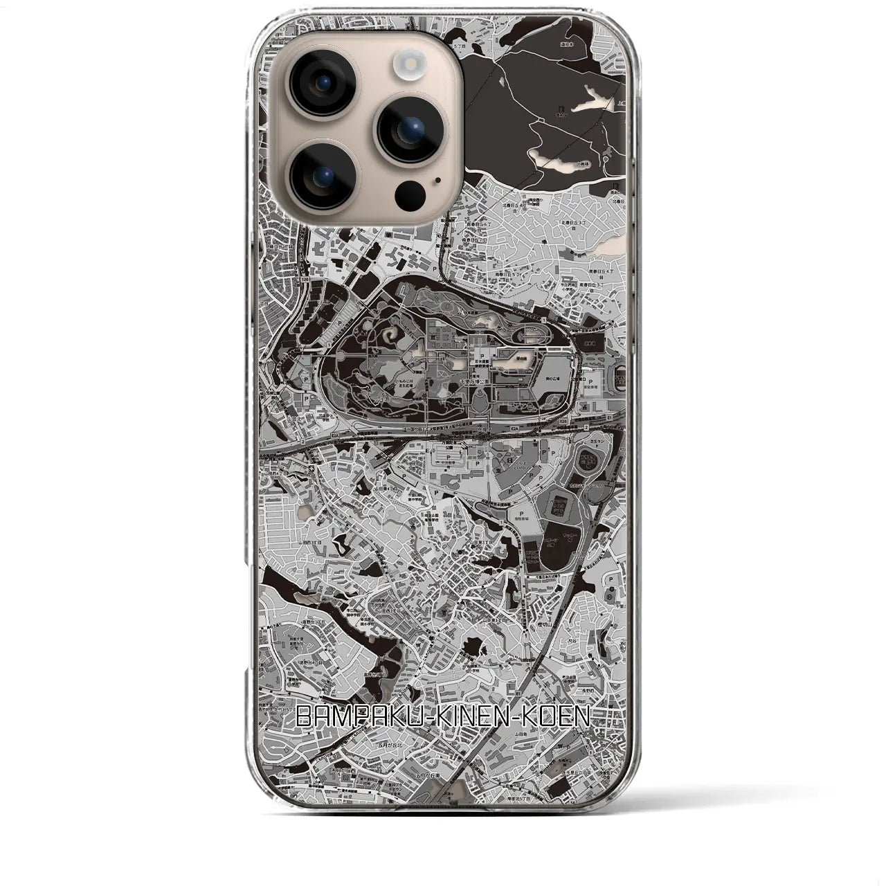 【万博記念公園(大阪府)】地図柄iPhoneケース(クリアタイプ)