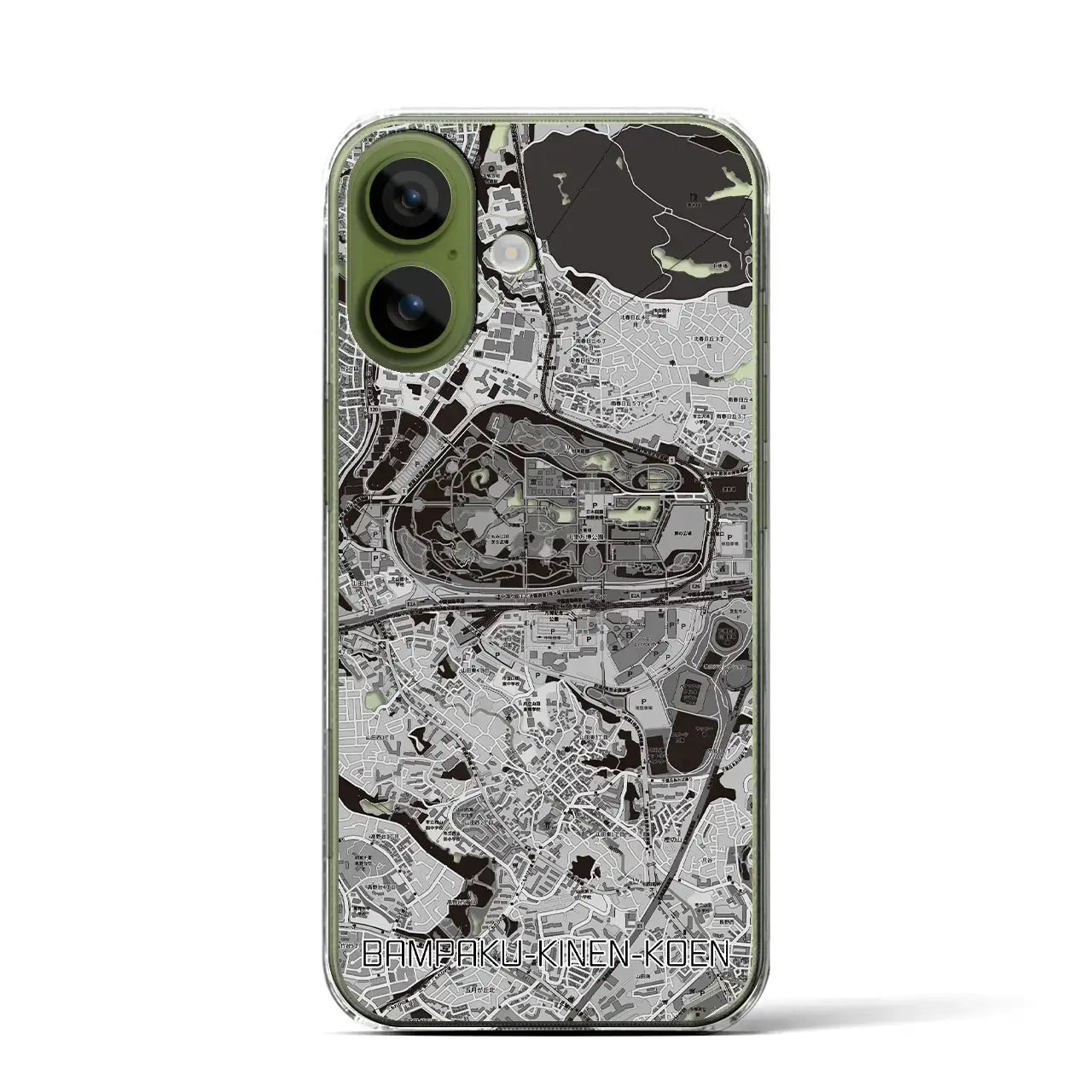 【万博記念公園(大阪府)】地図柄iPhoneケース(クリアタイプ)モノトーン・iPhone 17 Pro Max 用