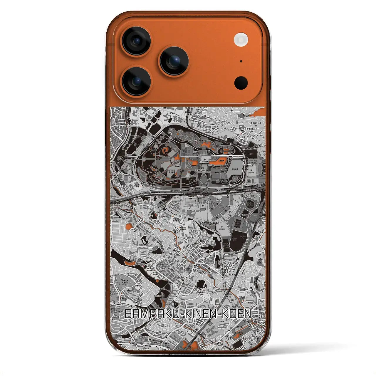 【万博記念公園(大阪府)】地図柄iPhoneケース(クリアタイプ)
