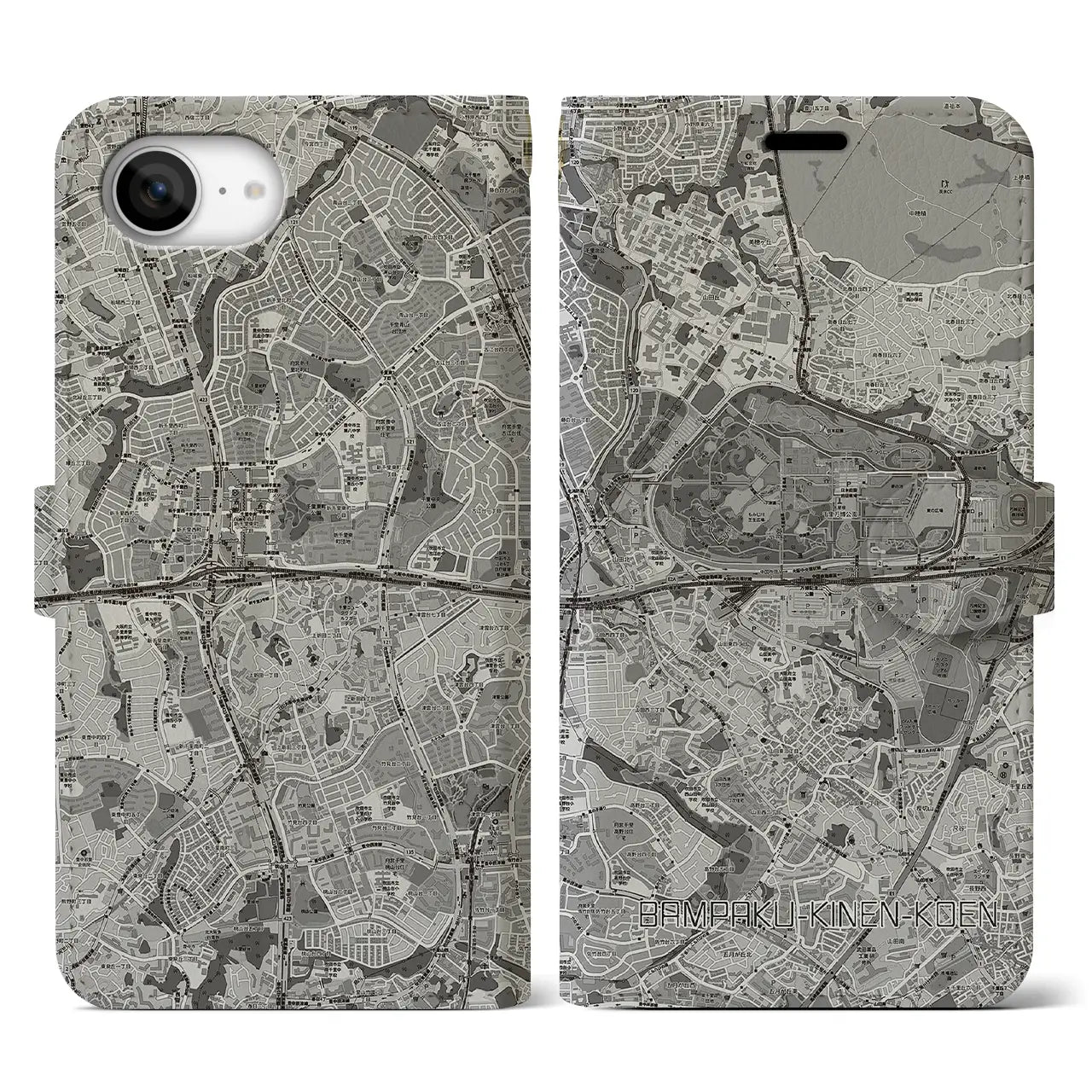 【万博記念公園(大阪府)】地図柄iPhoneケース(手帳タイプ)