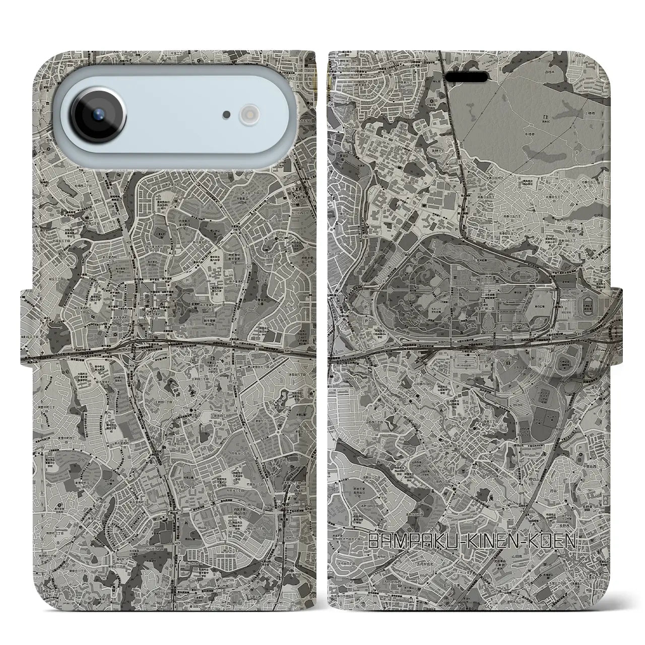 【万博記念公園(大阪府)】地図柄iPhoneケース(手帳タイプ)