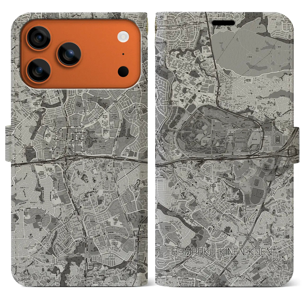 【万博記念公園(大阪府)】地図柄iPhoneケース(手帳タイプ)