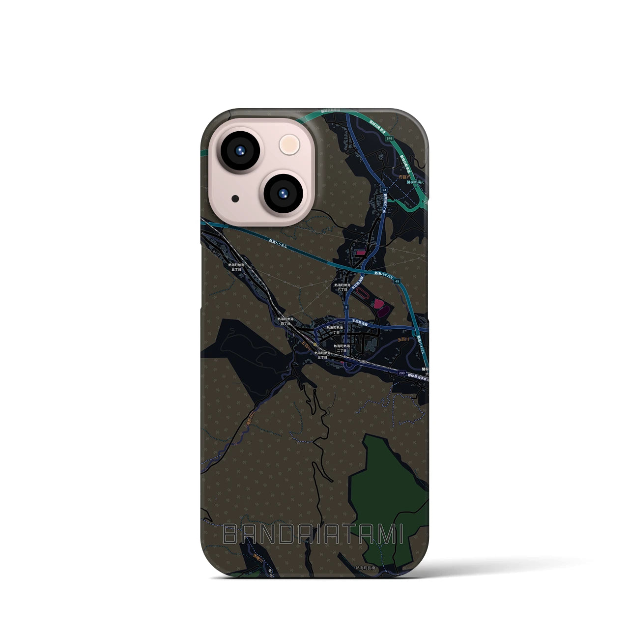 【磐梯熱海(福島県)】地図柄iPhoneケース(バックカバータイプ)