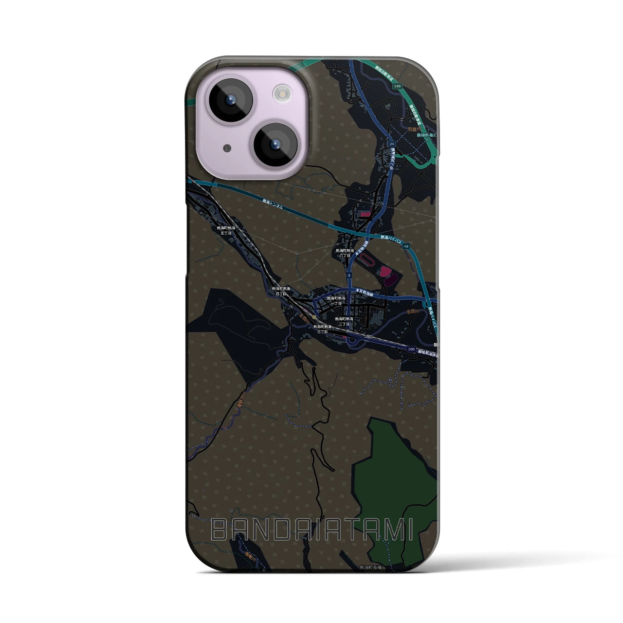 【磐梯熱海(福島県)】地図柄iPhoneケース(バックカバータイプ)