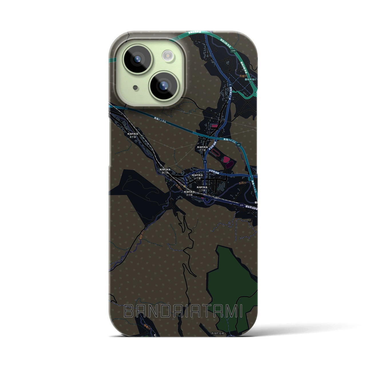 【磐梯熱海(福島県)】地図柄iPhoneケース(バックカバータイプ)
