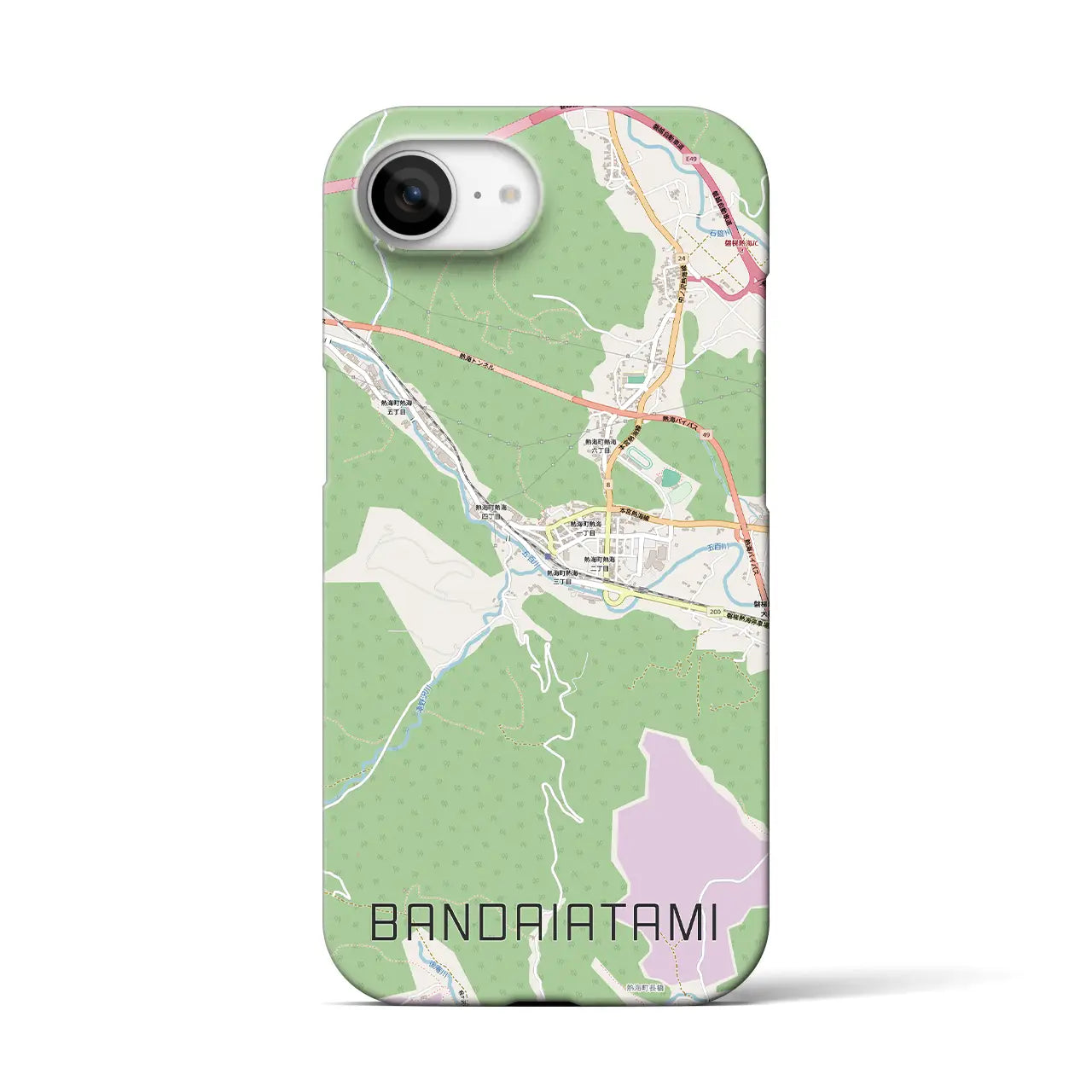 【磐梯熱海(福島県)】地図柄iPhoneケース(バックカバータイプ)