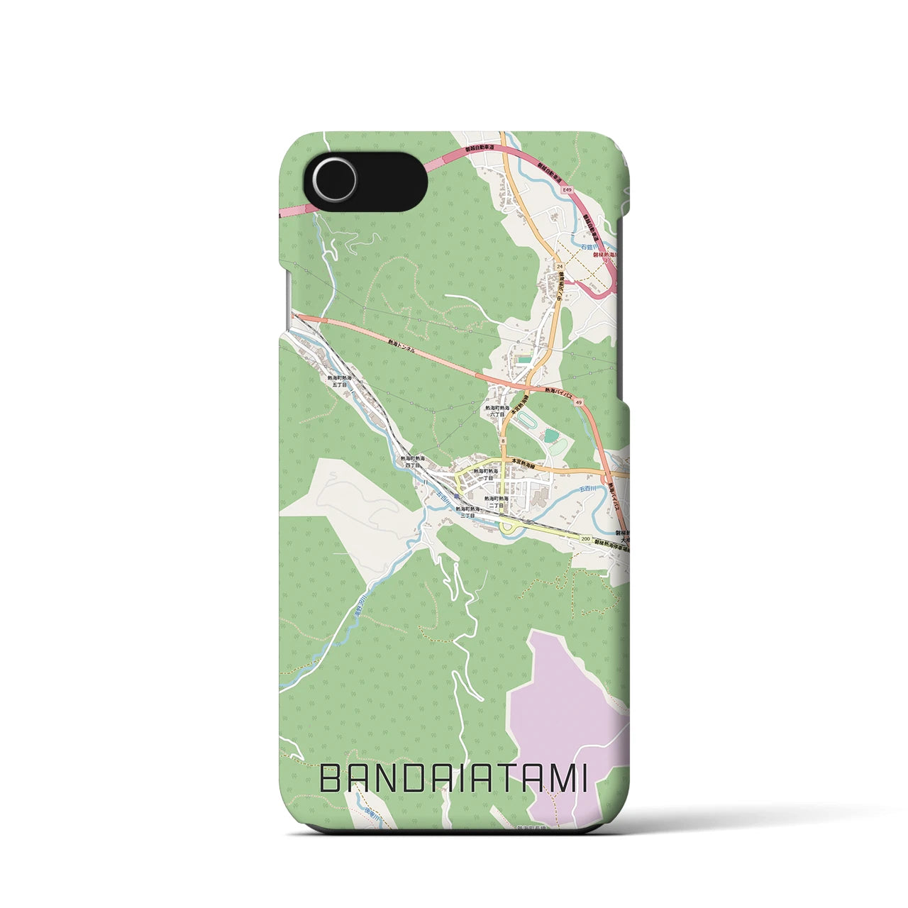 【磐梯熱海(福島県)】地図柄iPhoneケース(バックカバータイプ)