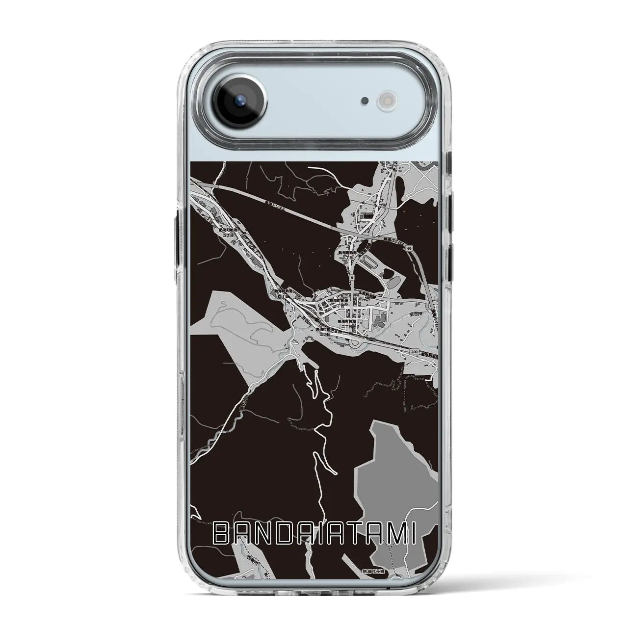 【磐梯熱海(福島県)】地図柄iPhoneケース(MagSafeタイプ)モノトーン・iPhone 17 Pro Max 用