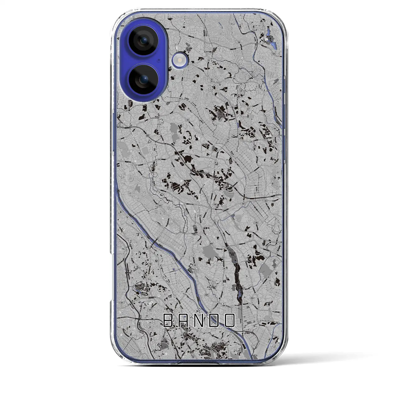 【坂東(茨城県)】地図柄iPhoneケース(クリアタイプ)モノトーン・iPhone 16 Pro Max 用