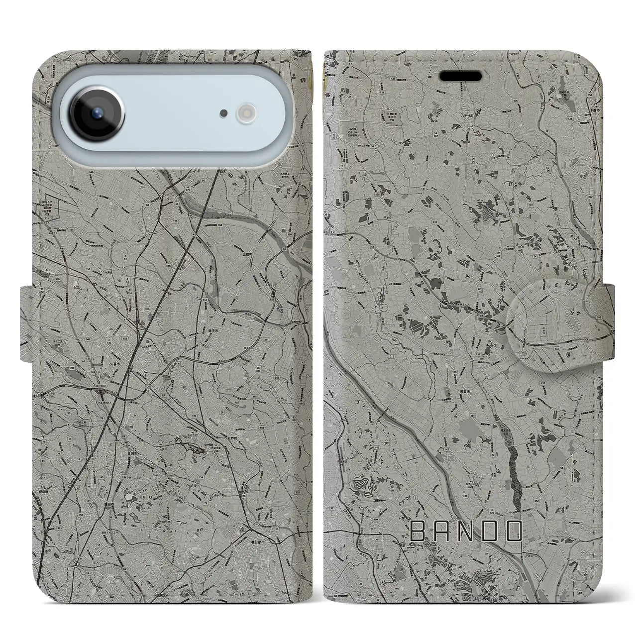 【坂東(茨城県)】地図柄iPhoneケース(手帳タイプ)