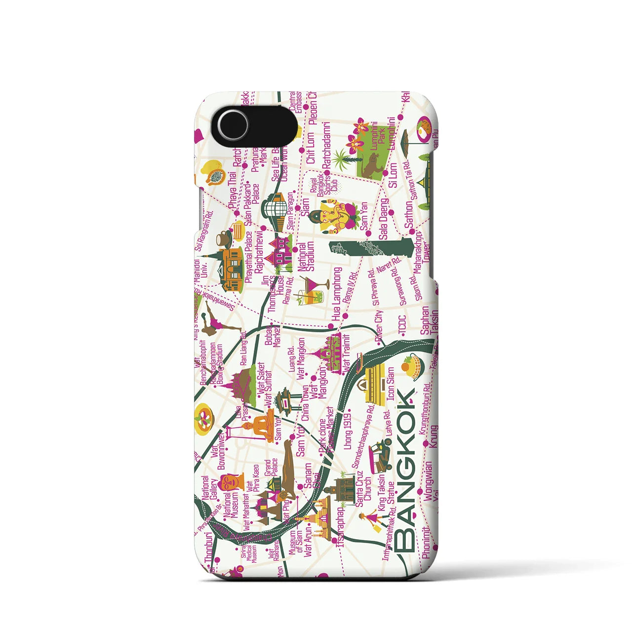 【バンコク】イラストマップiPhoneケース(バックカバータイプ)