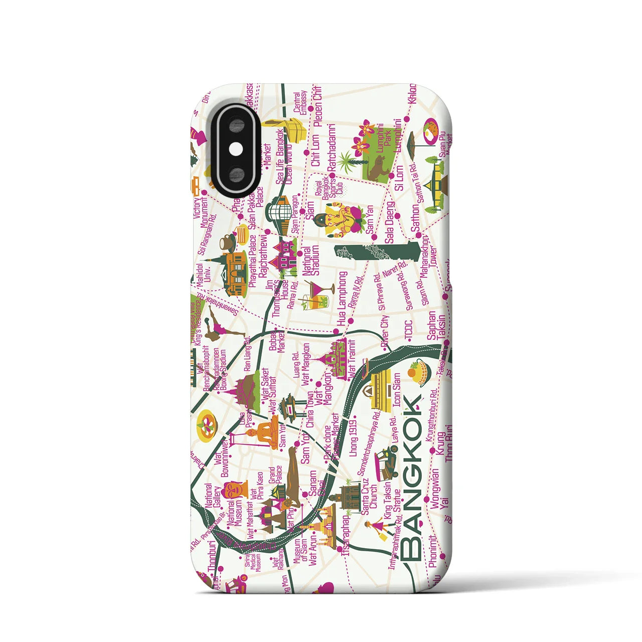 【バンコク】イラストマップiPhoneケース(バックカバータイプ)
