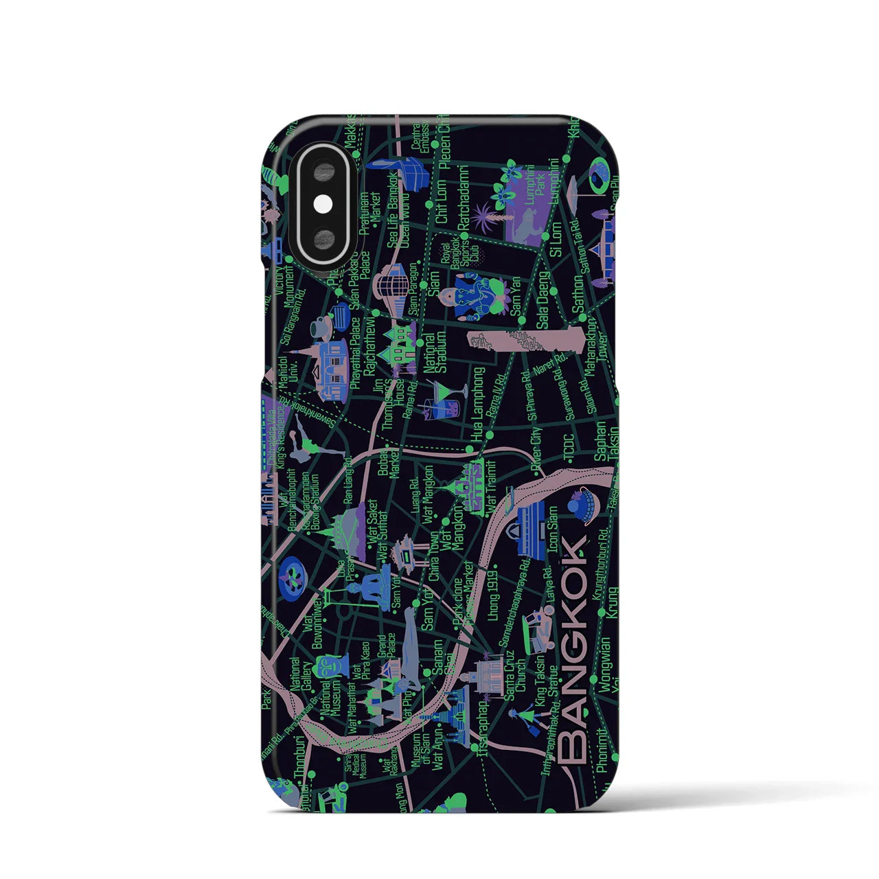 【バンコク】イラストマップiPhoneケース(バックカバータイプ)