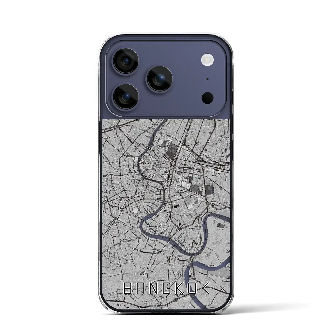 【バンコク(タイ)】地図柄iPhoneケース(クリアタイプ)モノトーン・iPhone 17 Pro Max 用