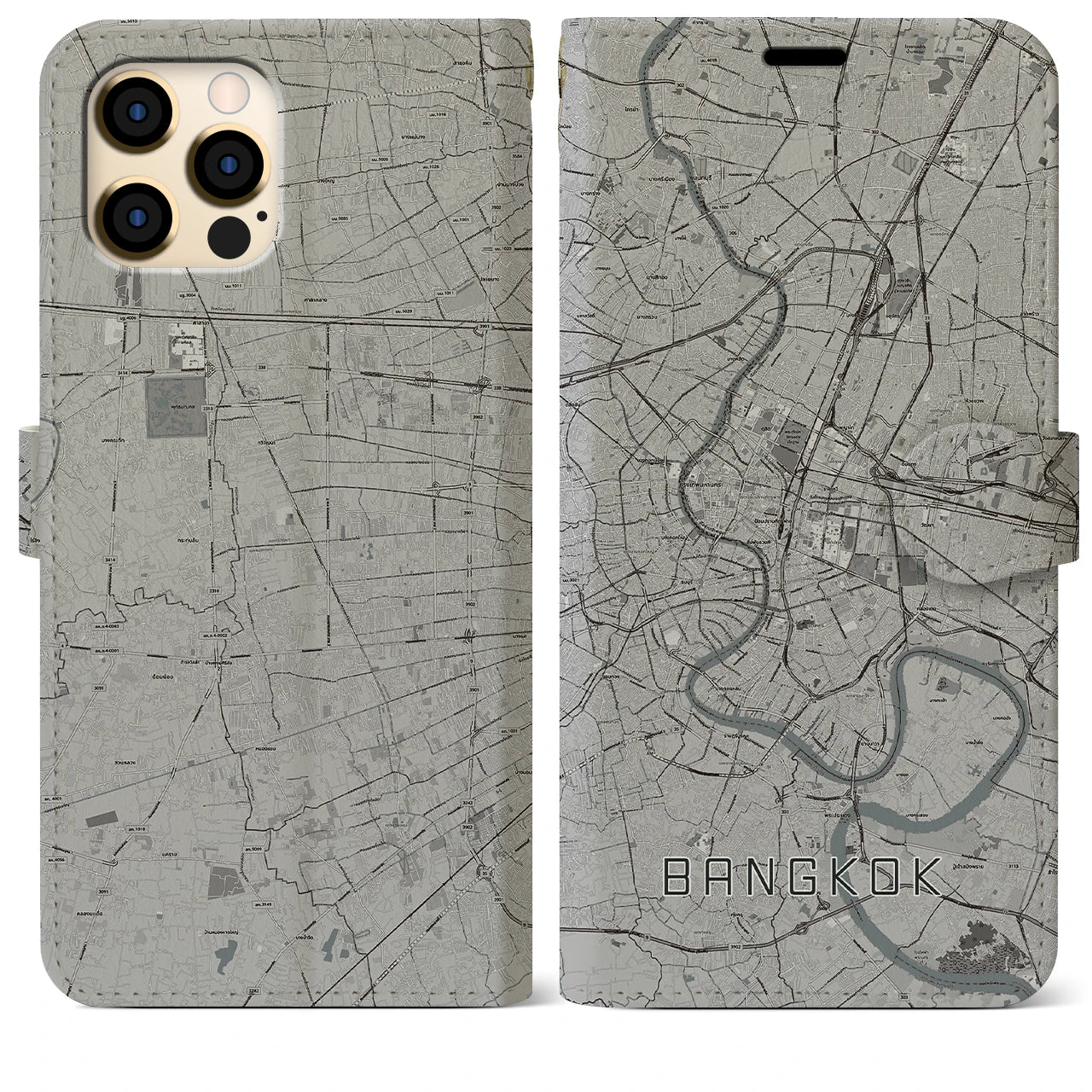 【バンコク(タイ)】地図柄iPhoneケース(手帳タイプ)