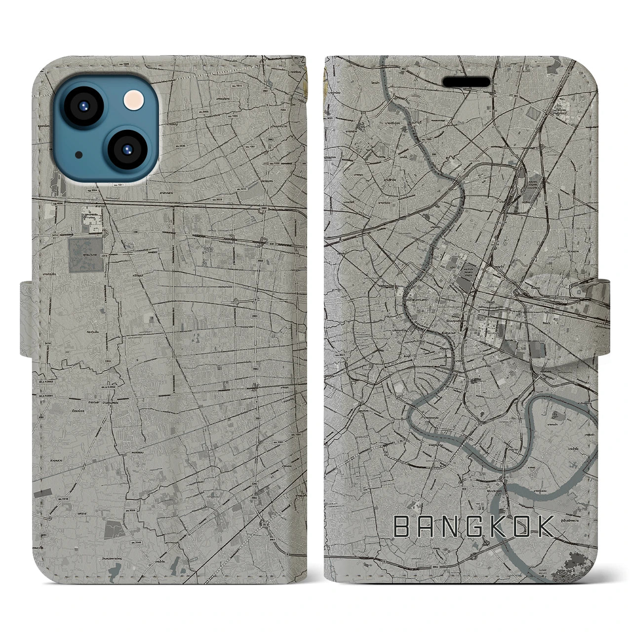 【バンコク(タイ)】地図柄iPhoneケース(手帳タイプ)