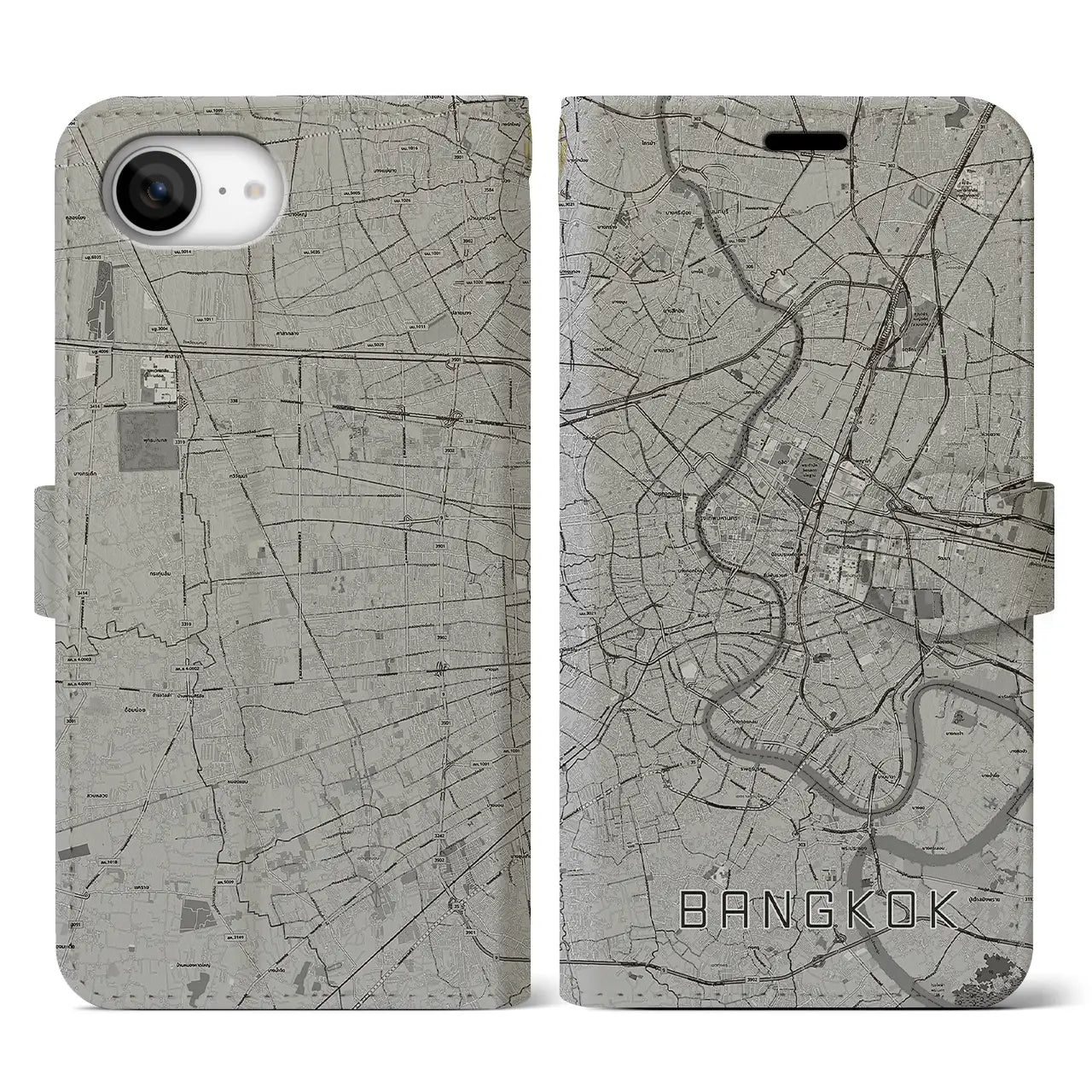 【バンコク(タイ)】地図柄iPhoneケース(手帳タイプ)