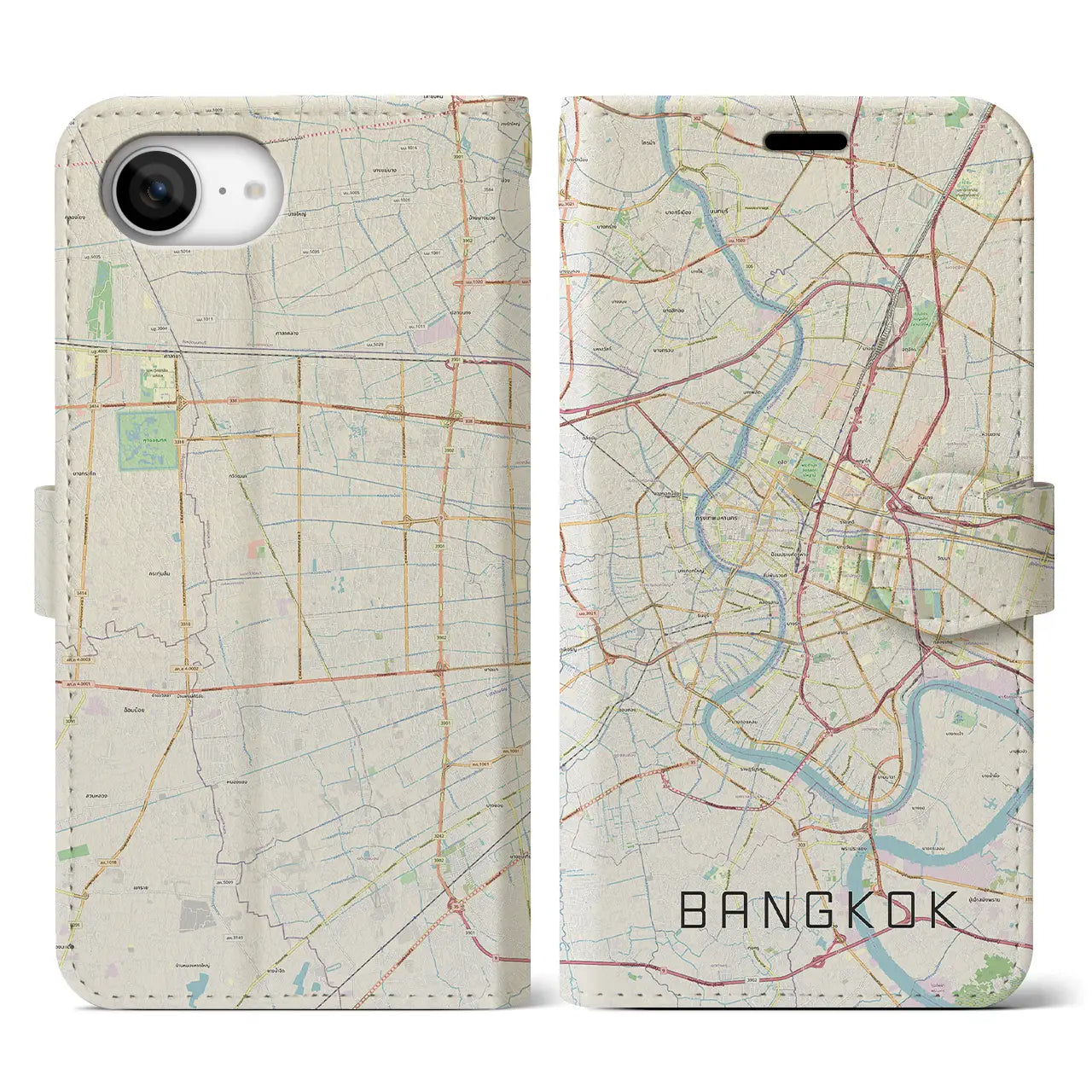 【バンコク(タイ)】地図柄iPhoneケース(手帳タイプ)