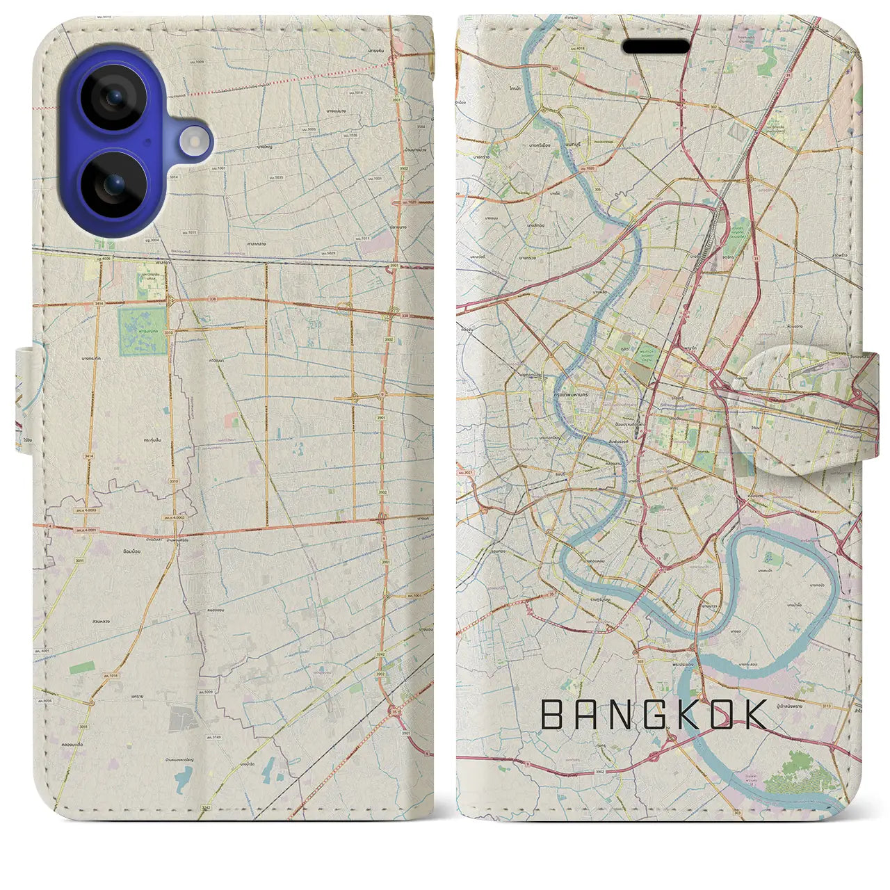 【バンコク(タイ)】地図柄iPhoneケース(手帳タイプ)