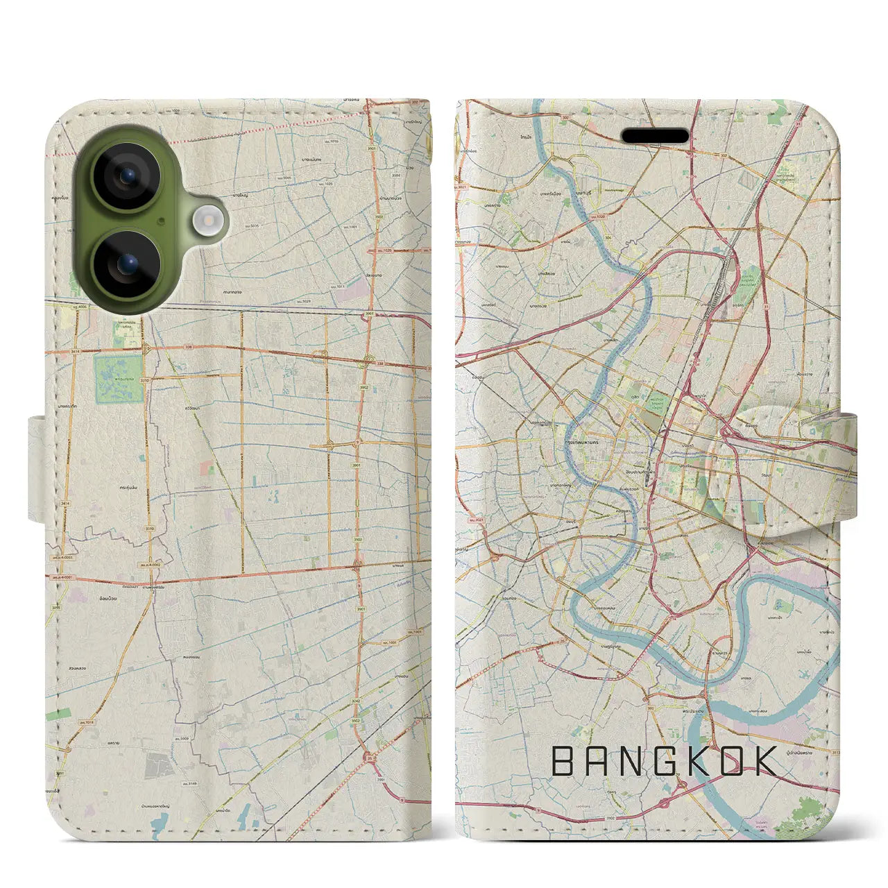 【バンコク(タイ)】地図柄iPhoneケース(手帳タイプ)